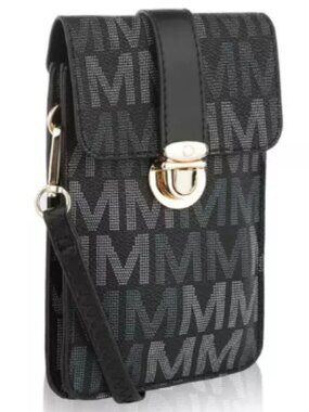 MKF Collection Lulu M Signature Phone Wallet Crossbody Bag by Mia K; Black/Gold